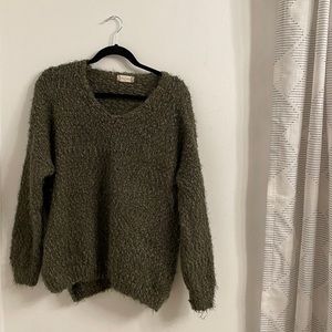 Green fuzzy sweater